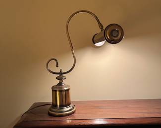 F61 - $60. Brass Bankers Lamp. Measures 18.25" tall.