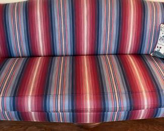 F15 - $125. Southwood Sofa with Striped Upholstery. In very good condition. Measures 83.5" x 30" x 36" tall. 21" floor to seat.