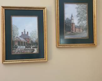 F29 - $40. Pair of Framed Prints from Williamsburg. Measures 14.75" x 18.75".