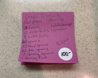 F68 - $100. Oneida Community Paul Revere Stainless. Mostly service for 12 (8 Salad Forks)