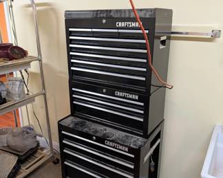 F79 - $300. 3 Tier Craftsman Tool Box. Inside is clean. We have the keys. Measures 26.5" x 18" deep x 65.5" tall.