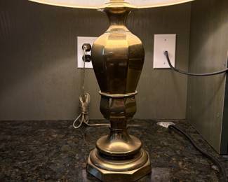 F17 - $40. Brass Table Lamp. Measures 29" tall.