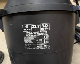 F83 - $35. Shop Vac. 6 Gallon, 3 HP