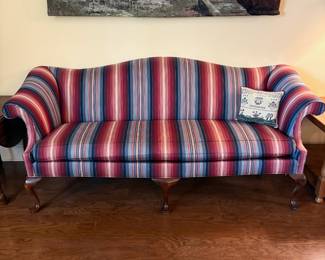 F15 - $125. Southwood Sofa with Striped Upholstery. In very good condition. Measures 83.5" x 30" x 36" tall. 21" floor to seat.