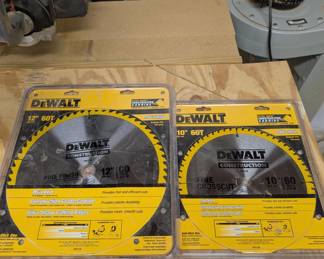 F84 - $25 EACH. DeWalt 12" 60 Teeth Fine Finish. 10" 60 Teeth Fine Finish.