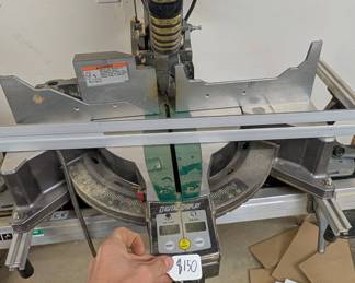 F96 - $250. Hitatchi Compound Miter Saw with Digital Display. Model C12LC Digital. On stand. NOT sliding.