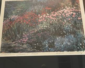 F32 - $85. Pair of Michele Kennedy Framed Prints. Artist signed & numbered. Mid Summer Blossoms #882/1500 & Red Poppy #254/1500.