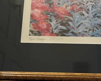 F32 - $85. Pair of Michele Kennedy Framed Prints. Artist signed & numbered. Mid Summer Blossoms #882/1500 & Red Poppy #254/1500.