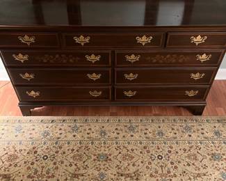 F60 - $425. Hitchcock Dresser with Mirror. Measures 64" wide x 18.75" deep x 35.5" tall. Mirror is 48.5" x 45" tall. 80.5" tall when Mirror is attached to dresser. Some signs of wear from age but solid and overall very good condition!