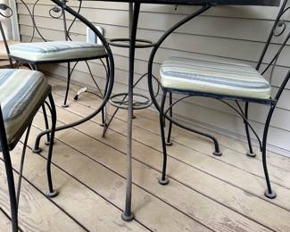 F50 - $250. Meadowcraft Table & 4 Chairs. Table is 43" round x 29" tall. Has been used on a screened in porch. Very good vintage condition - needs cleaned up but sturdy chairs and table!