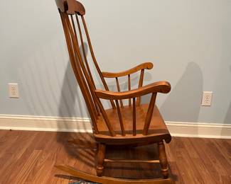 F66 - $60. S. Bent Bros. Wooden Rocking Chair. Measures 26" x 28" x 42" tall.