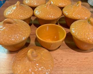 F11 - $60. Pfaltzgraff - 8 Yellow Acorns