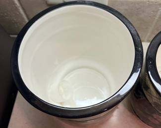 F36 - $65. Vintage Jardiniere by Tracy Porter. Set of 3 Canisters. 9.5", 10.5" x 12".