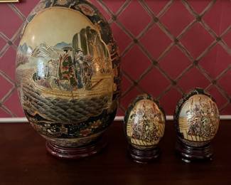 F40 - $80. Satsuma Eggs - 3 Pc Set. 2 - 4.5". 1 - 12".