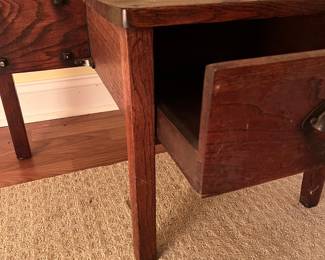F63 - $50. Solid Wood School Desk. Measures 21" x 28.75" x 31" tall.