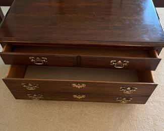 F23 - $200. Pennsylvania House Blanket Chest with *drawers*. Both drawers are the full length - 1 is shallow & 1 deep. Measures 36" wide x 20" deep x 20" tall.