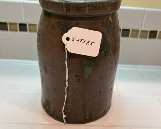 F56 - $60. Antique Canning Crock. Measures 5.25" x 7.5" tall.