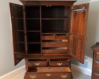 F26 - $250. Pennsylvania House Wardrobe. Solid wood - excellent condition. Measures 39.5" wide x 21.75" deep x 64.5" tall.