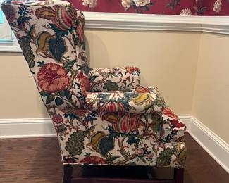F21 - $80. PAIR of Floral Chairs from Montclair Furniture Co. Measures 28.5" x 33" deep x 39.5" tall.