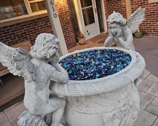 Close-up view of the six foot tall fiber concrete fountain. $500