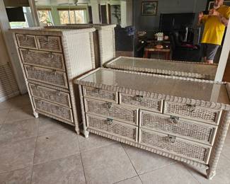 3 piece white Rattan dresser set located at North Merritt Island house $150 