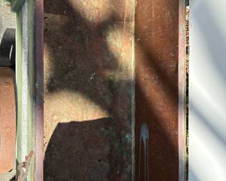 Sweet wagon. Painted wood outside. With lid. Copper lined. (inside detail)