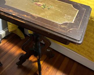 Night table. Hand painted antique. Unique legs. One of four piece set.