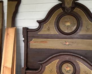 Beautiful hand painted floral antique bed set. One of four pieces