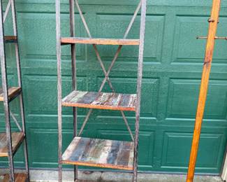 Barnwood and metal shelves