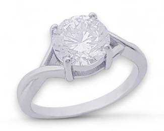 Sterling Silver CZ Twisted Bypass Engagement Ring