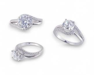 Sterling Silver CZ Halo SplitShank Ring