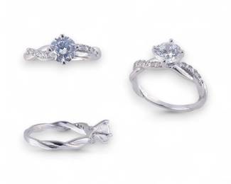 Sterling Silver CZ Twisted Band Ring