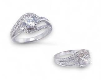 Sterling Silver CZ Twisted Bypass Ring