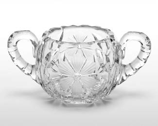 Vintage American Brilliant Period Cut Glass Or Crystal Sugar Bowl