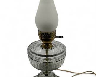 VictorianStyle Glass Kerosene Oil Lamp Converted For Electricity