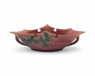 Vintage Roseville Pottery Bleeding Heart Centerpiece Console Bowl