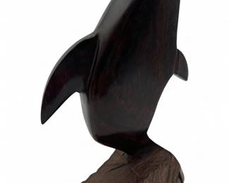 Vintage HandCarved Ironwood Dolphin Sculpture
