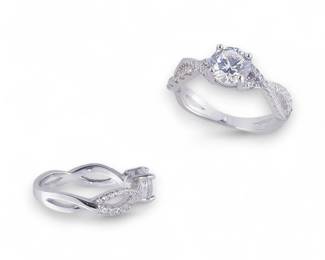 Sterling Silver CZ Twisted Solitaire Ring