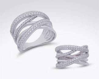 Sterling Silver CZ Crisscross Statement Ring