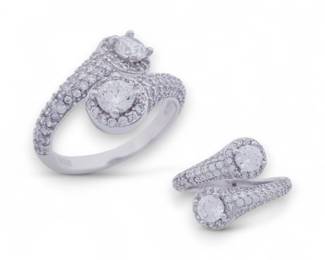 Sterling Silver CZ Toi et Moi Ring