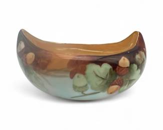 Vintage HandPainted Porcelain Bowl With Acorn And Fall Leaf Motif