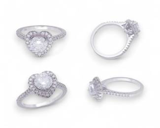 Sterling Silver CZ HeartShaped Halo Ring