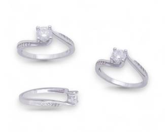 Sterling Silver Crystal Engagement Ring