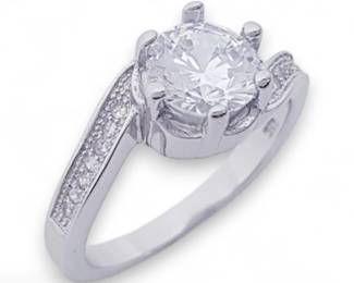 Sterling Silver CZ SplitShank Engagement Ring