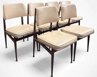 Set Of Six MidCentury Modern Industrial Dining Office Chairs
