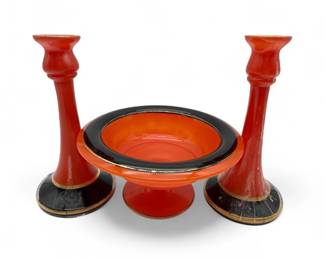 ThreePiece Console Set Of Early 20thCentury Art Deco Glassware