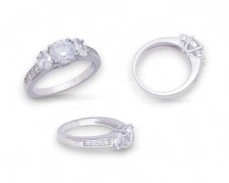 Sterling Silver CZ ThreeStone Engagement Ring