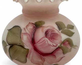 Vintage Student Lamp Shade With HandPainted Pink Rose Design