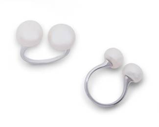 Sterling Silver Pearl Bypass Ring  10mm Pearl