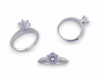 Sterling Silver CZ Solitaire Engagement Ring